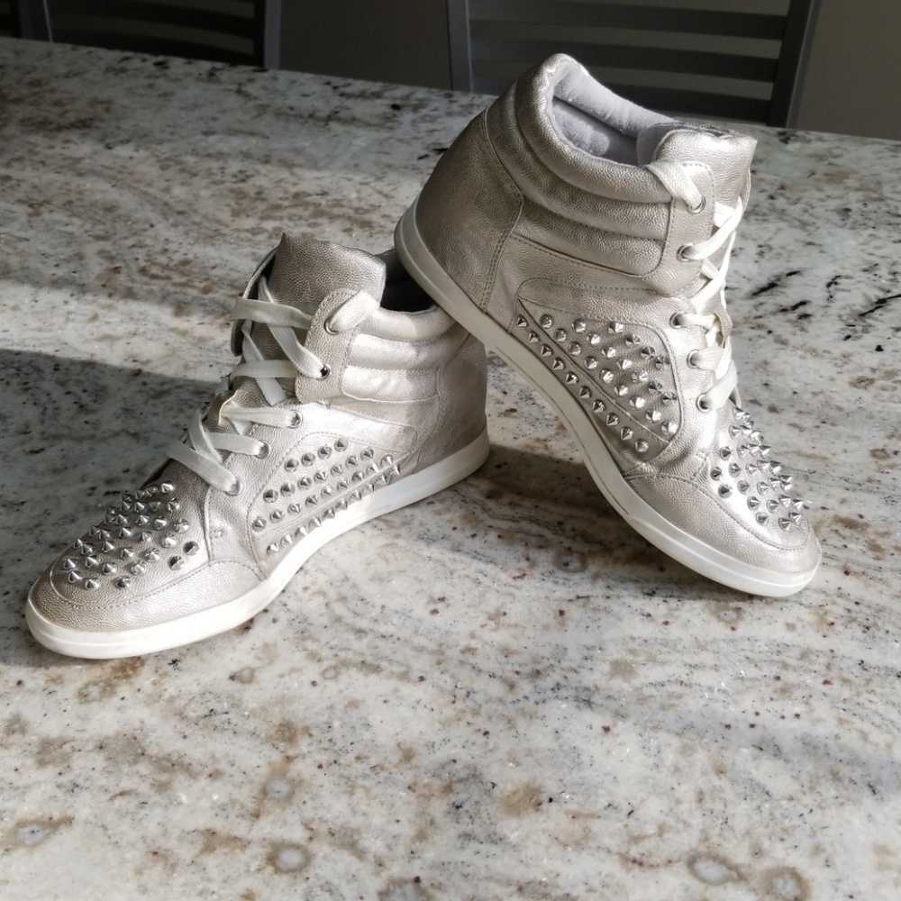 Jessica simpson silver studded sneakers